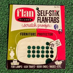 Vintage NOS 1970s FLAN Adhesive Flannel Scratch Proofer Furniture Protector GUC